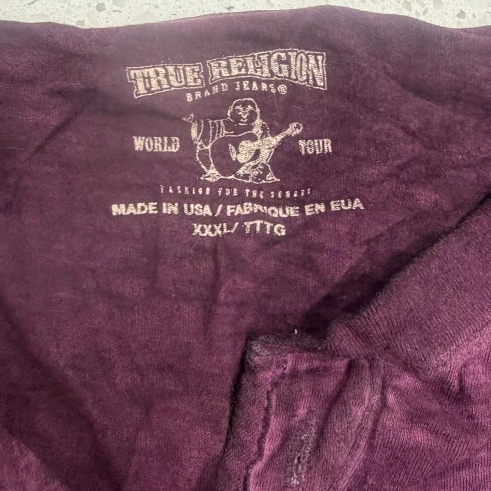 True Religion Slub Knit Henley Long Sleeve Shirt Burgundy Mens XXXL vintage y2k
